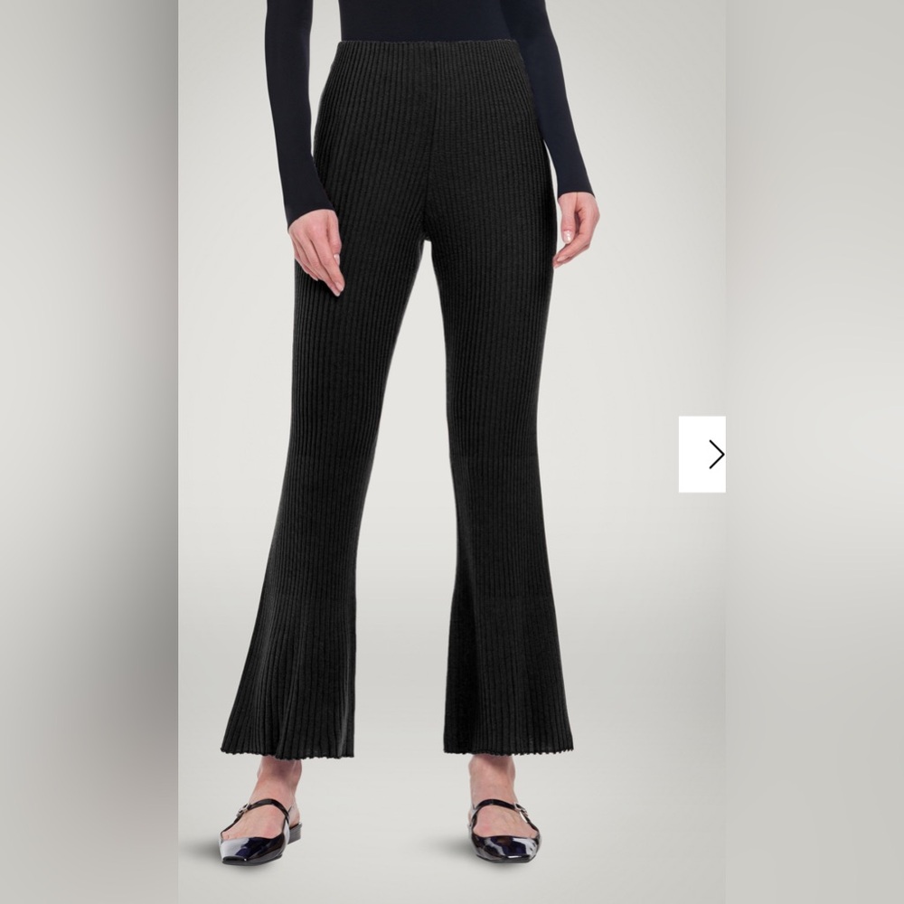 Wolford Black Ribbed Merino Wool Rib Flare Pants trousers NWT NEW 52951